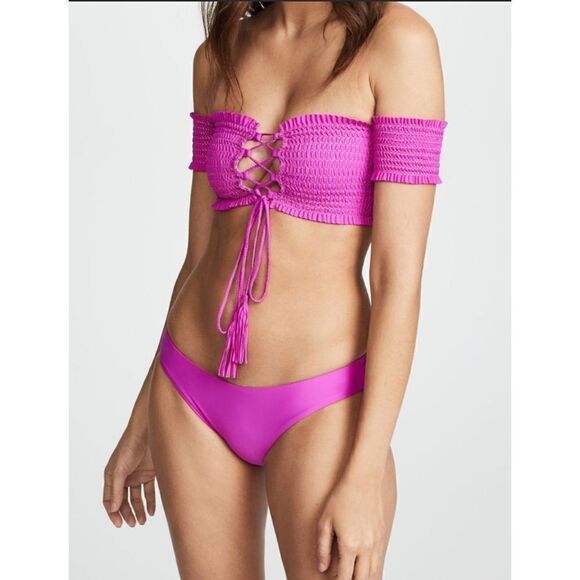 New fuchsia smocked bikini set. My bottoms are a slightly different design - Picture 2 of 12